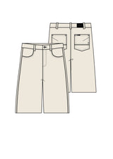 Baggy Denim Carpenter Shorts 25991-BEIG