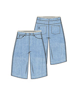 Baggy Denim Lace Shorts 34821-BLUE