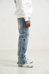 Baggy Sixth June Denim Jeans with button anckle opening 25763-BLUE