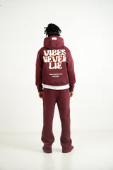 Vibes Never Lie Sixth June Back Retro Print Hoodie 25875-BURG