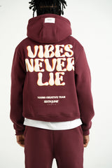Vibes Never Lie Sixth June Back Retro Print Hoodie 25875-BURG