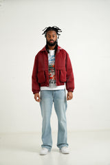 Sixth June Vegan Leather Varsity Jacket 25883-BURG