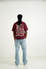 Jungle Flower Sixth June Print ss Tshirt 25885-BURG
