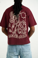 Jungle Flower Sixth June Print ss Tshirt 25885-BURG