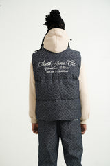 Denim Heart Pattern Sixth June Non Sleeve Puffer 25852-DBLU