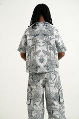 Sixth June Jungle Jacquard Tapestry Baseball Shirt 25639-NAVY