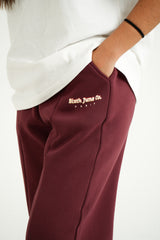 Vibes Never Lie Sixth June Retro Print Joggers 12945-BURG