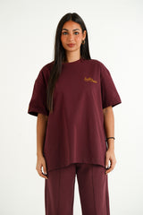 Never Stop Dreaming Sixth June Back Embroidery ss Tshirt 34753-BURG
