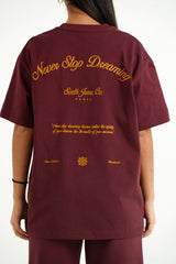 Never Stop Dreaming Sixth June Back Embroidery ss Tshirt 34753-BURG