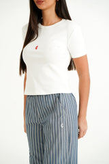 Sixth June Heart Embroidery ss Tshirt 34614-WHIT