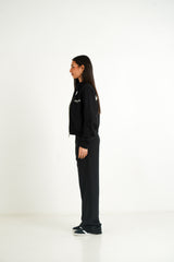 Never Stop Dreaming Sixth June Back Embroidery Zip Up Sweatshirt 34613-BLAC