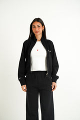 Never Stop Dreaming Sixth June Back Embroidery Zip Up Sweatshirt 34613-BLAC