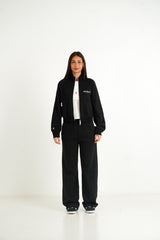 Never Stop Dreaming Sixth June Back Embroidery Zip Up Sweatshirt 34613-BLAC