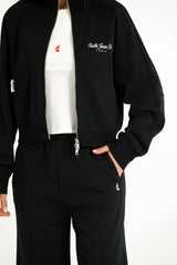 Never Stop Dreaming Sixth June Back Embroidery Zip Up Sweatshirt 34613-BLAC