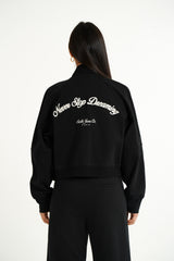 Never Stop Dreaming Sixth June Back Embroidery Zip Up Sweatshirt 34613-BLAC