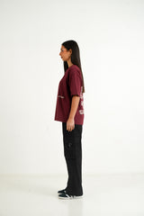 Jungle Flower Sixth June Print ss Tshirt 12977-BURG
