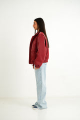 Sixth June Vegan Leather Varsity Jacket 34623-BURG