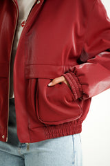 Sixth June Vegan Leather Varsity Jacket 34623-BURG