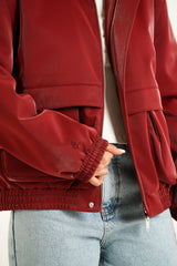 Sixth June Vegan Leather Varsity Jacket 34623-BURG