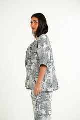 Sixth June Jungle Jacquard Tapestry Baseball Shirt 25639-NAVY