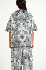 Sixth June Jungle Jacquard Tapestry Baseball Shirt 25639-NAVY