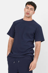 Pleated fabric Tee 12376-NAVY