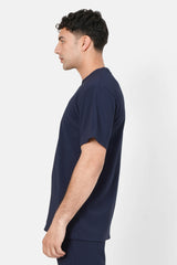 Pleated fabric Tee 12376-NAVY