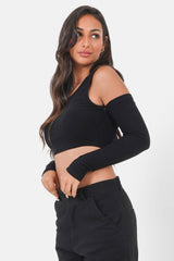 Removable sleeves Top 12478-BLAC