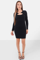 Logo jewel cut out Dress 12480-BLAC