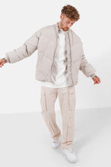 Short puffy puffer jacket Beige