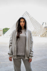 Hoodie Royal Beetle Print Embroidered Edges 25503-GREY