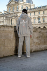 Joggers Front Logo Print Embroidered Edges 25505-GREY