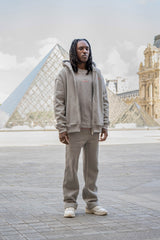 Joggers Front Logo Print Embroidered Edges 25505-GREY