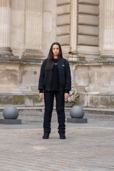 Flared Pants Royal Beetle Textured Fabric 25514-BLAC