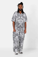 Sixth June Jungle Jacquard Tapestry Modular Cargo Shorts 25640-NAVY