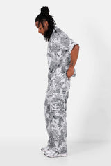 Sixth June Jungle Jacquard Tapestry Modular Cargo Shorts 25640-NAVY