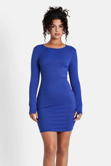 Opening back Dress 33669-BLLUE