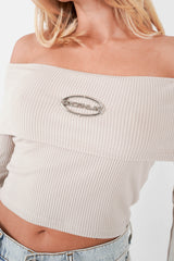 Neckline top bardot 34121-BEIG
