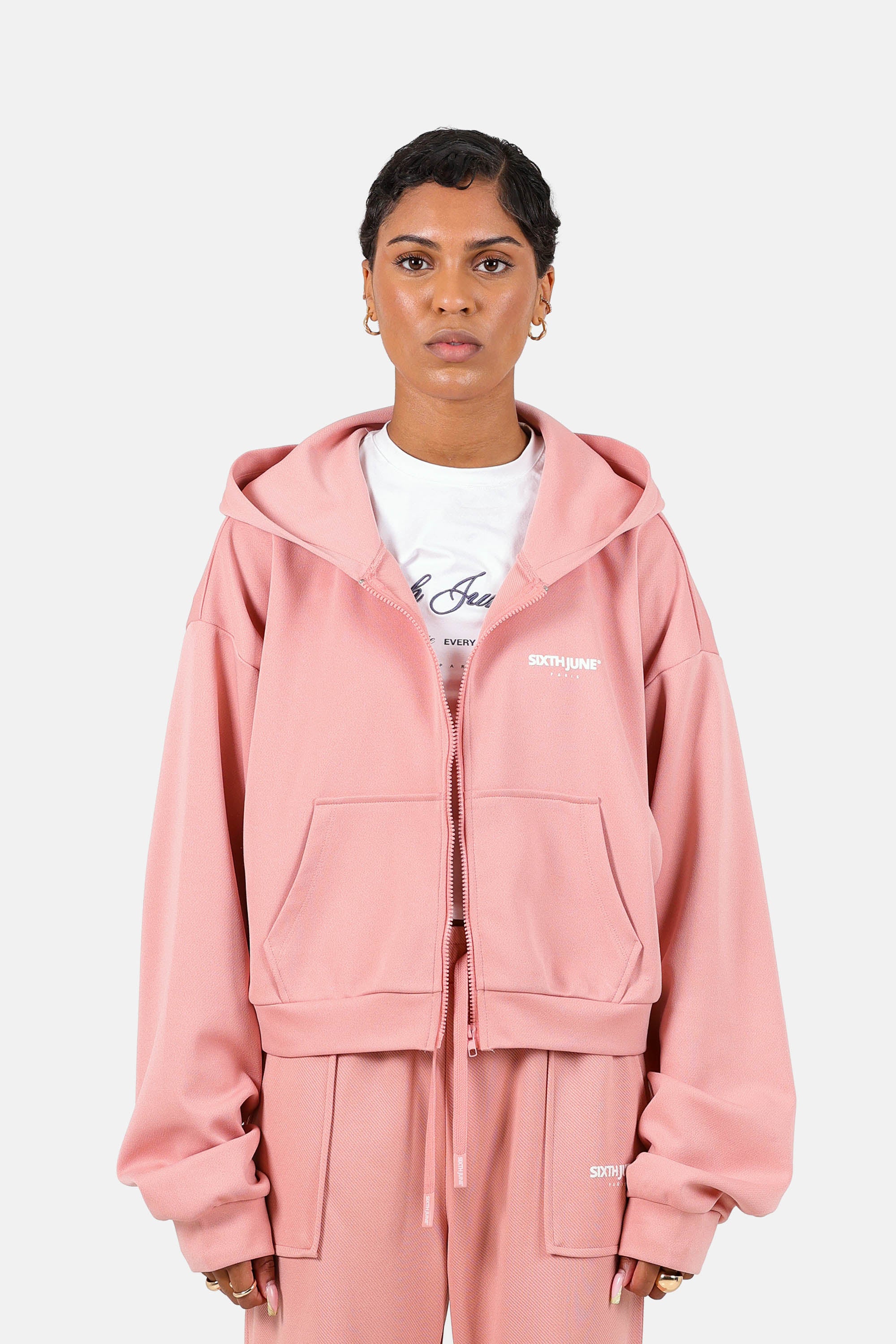 Hoodie ZIp-Up Elevate Backprint 34474-PINK