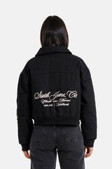 Jacket Textured Back Calligraphy Embroidery 34505-BLAC