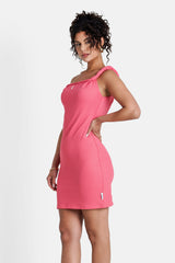 Twist Shoulder Textured Dress 34578-PINK
