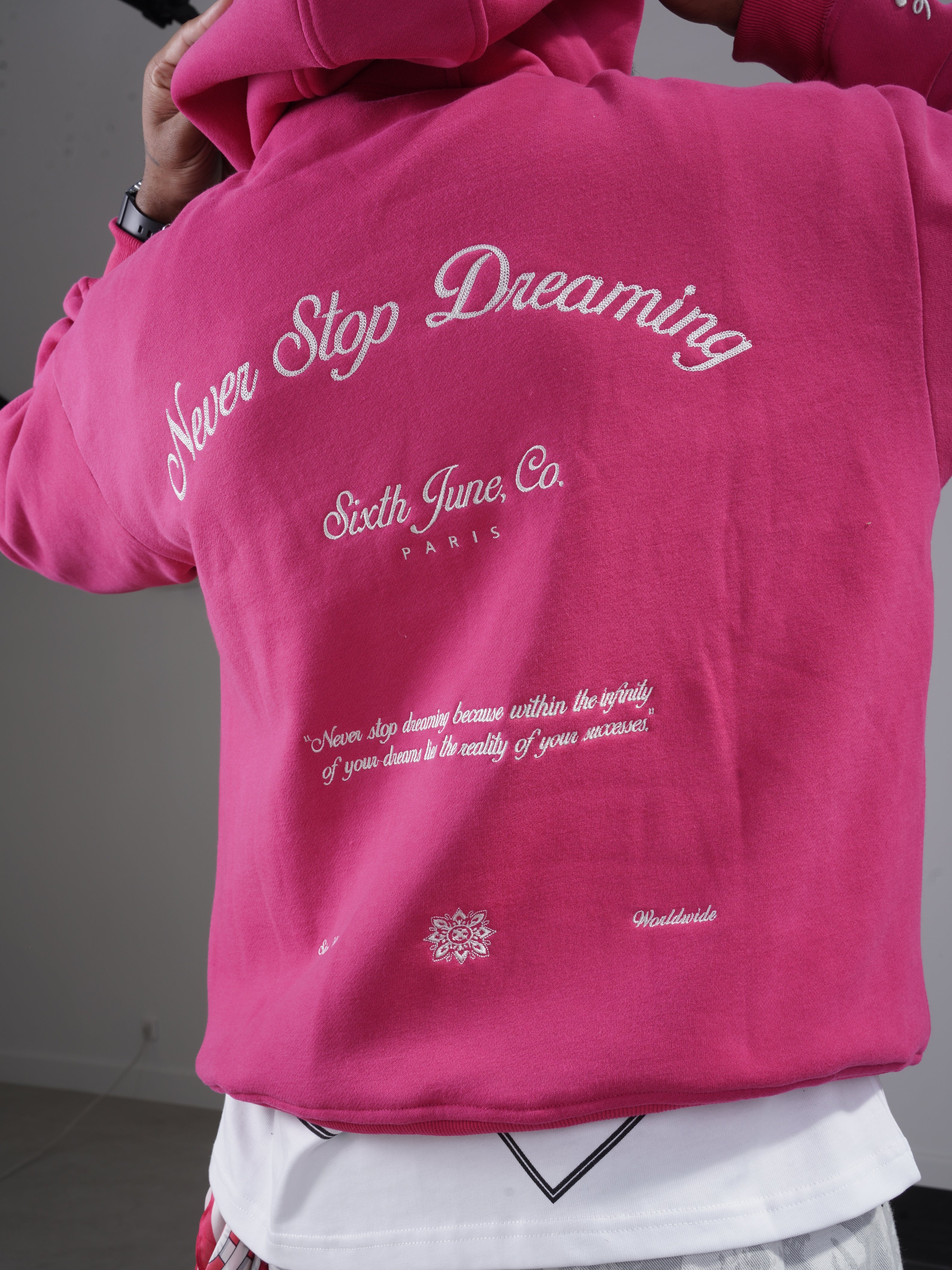 never stop dreaming hoodie 12944-pink