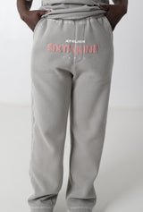 Joggers Front Logo Print Embroidered Edges 25505-GREY