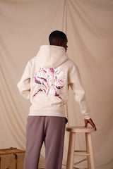 Hoodie Metallic Flower Print 25513-BEIG