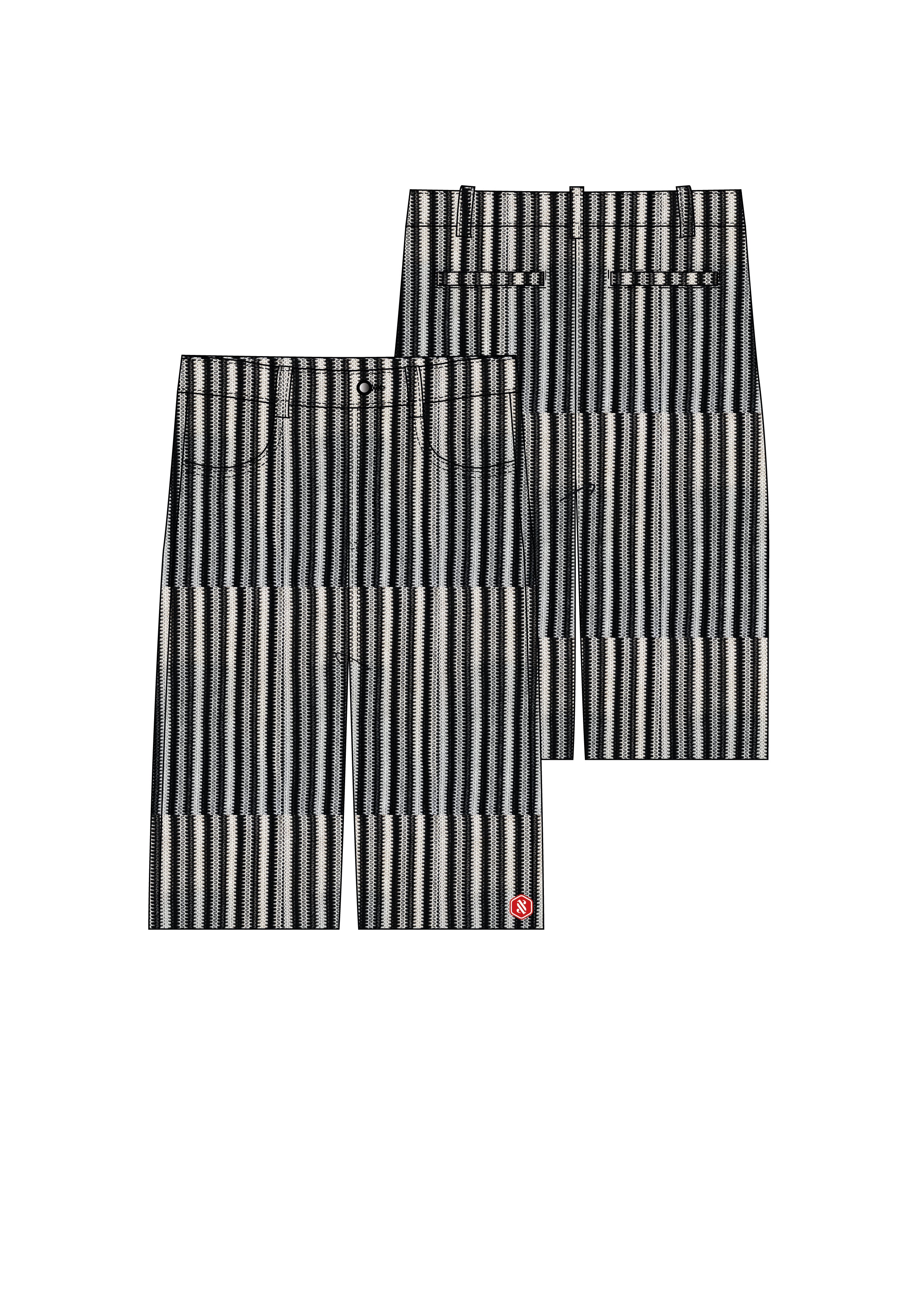 Stripes Knit Shorts 25933-BLAC