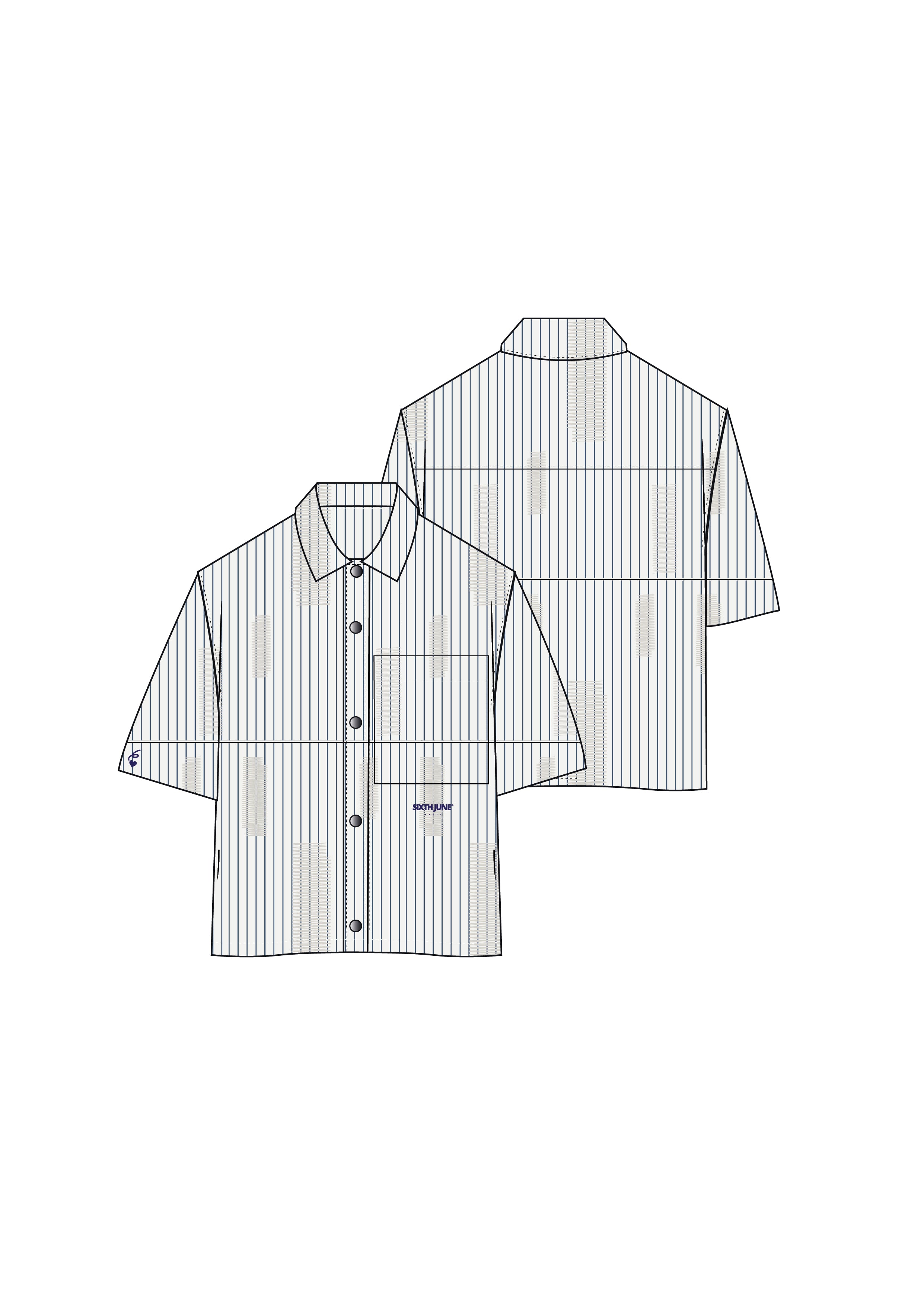 Oversize Stripes Denim Distressed Shirt 25986-BEIG