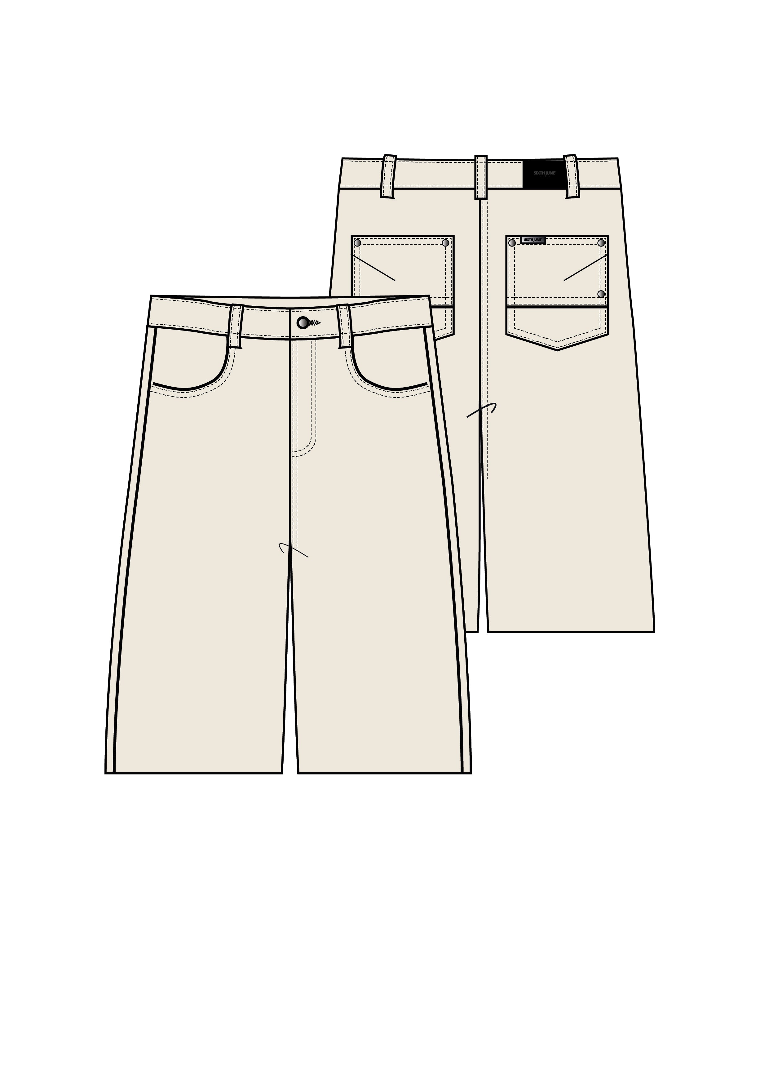 Baggy Denim Carpenter Shorts 25991-BEIG