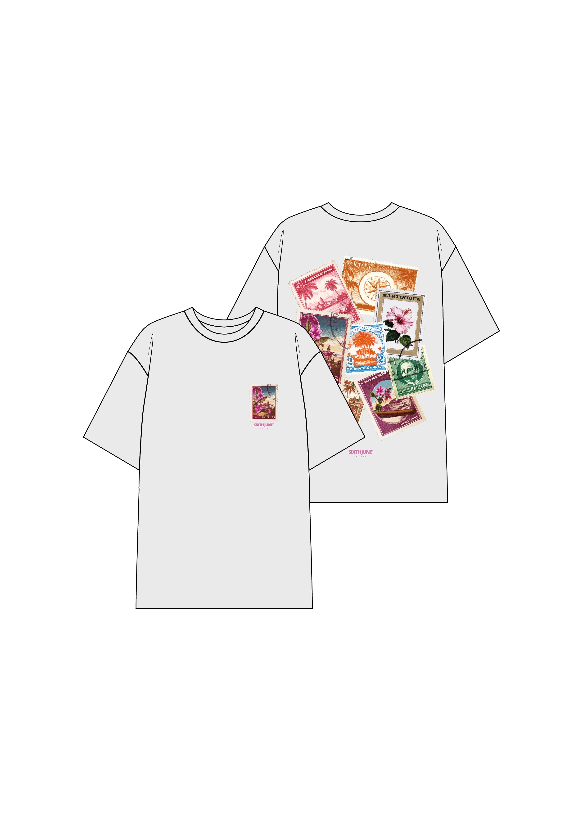 Carribean Stamps Tee 25992-OFFW