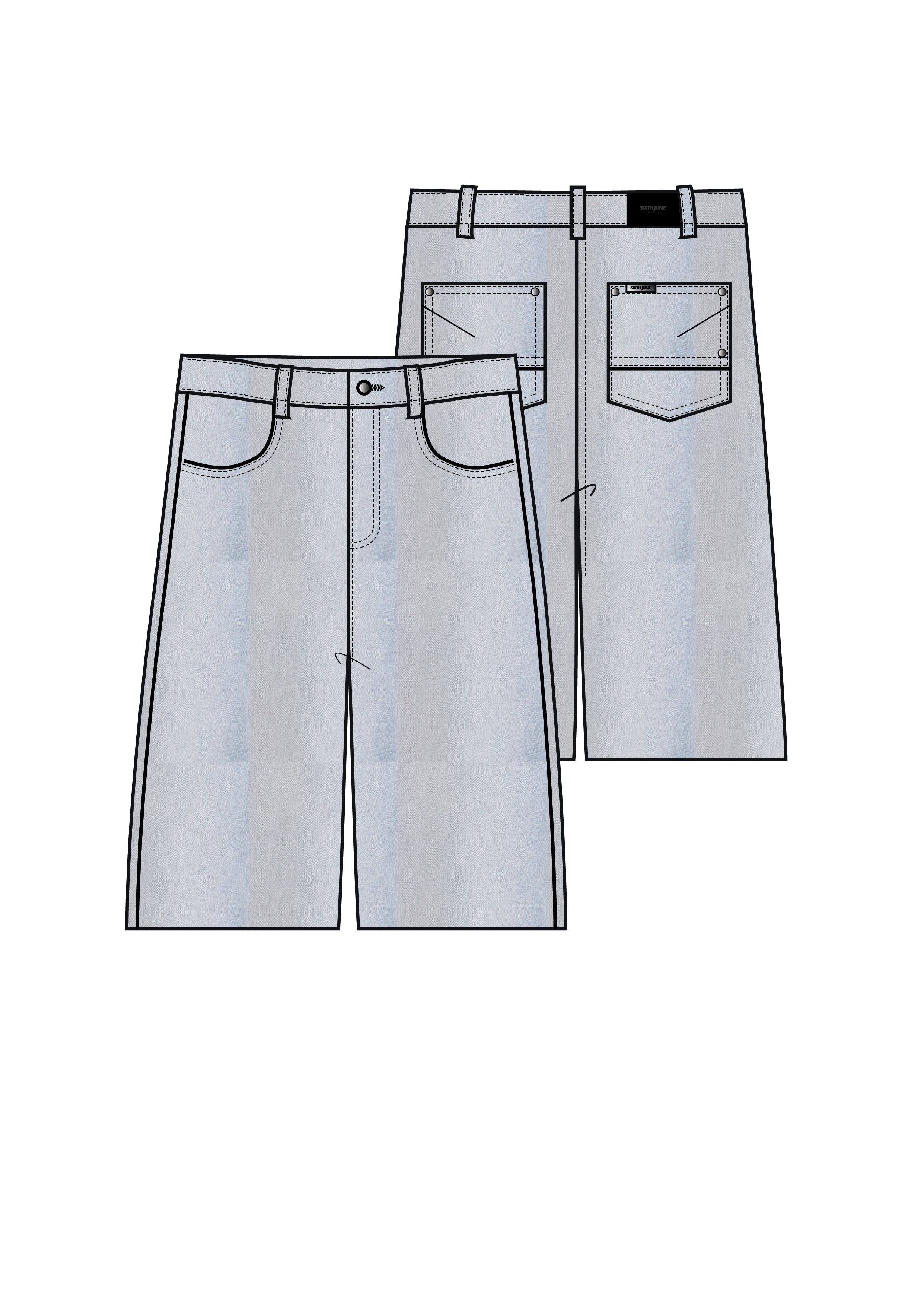 Baggy Washed Denim Shorts 26006-BLUE