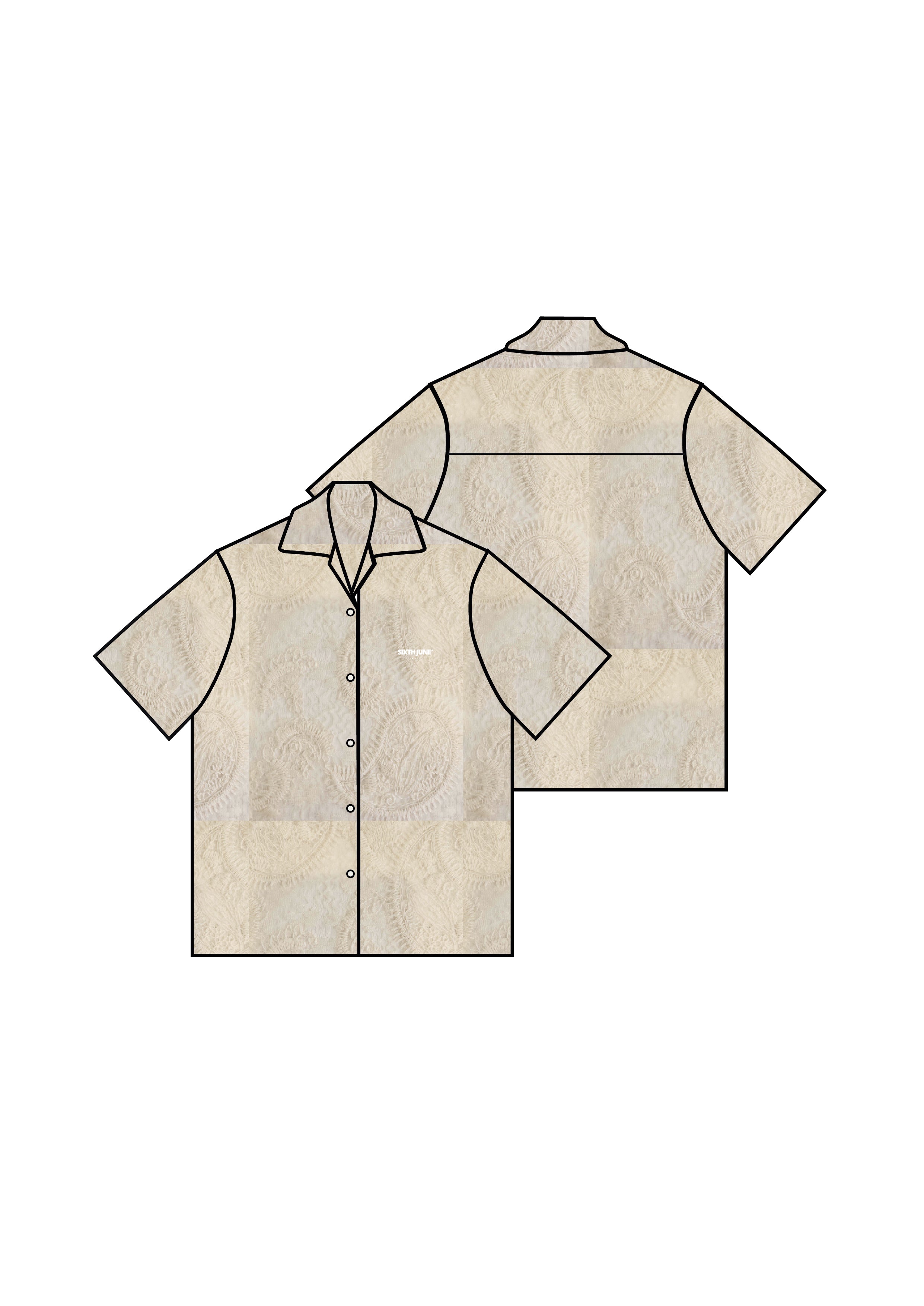 Paisley Lace Resort Shirt 26016-BEIG